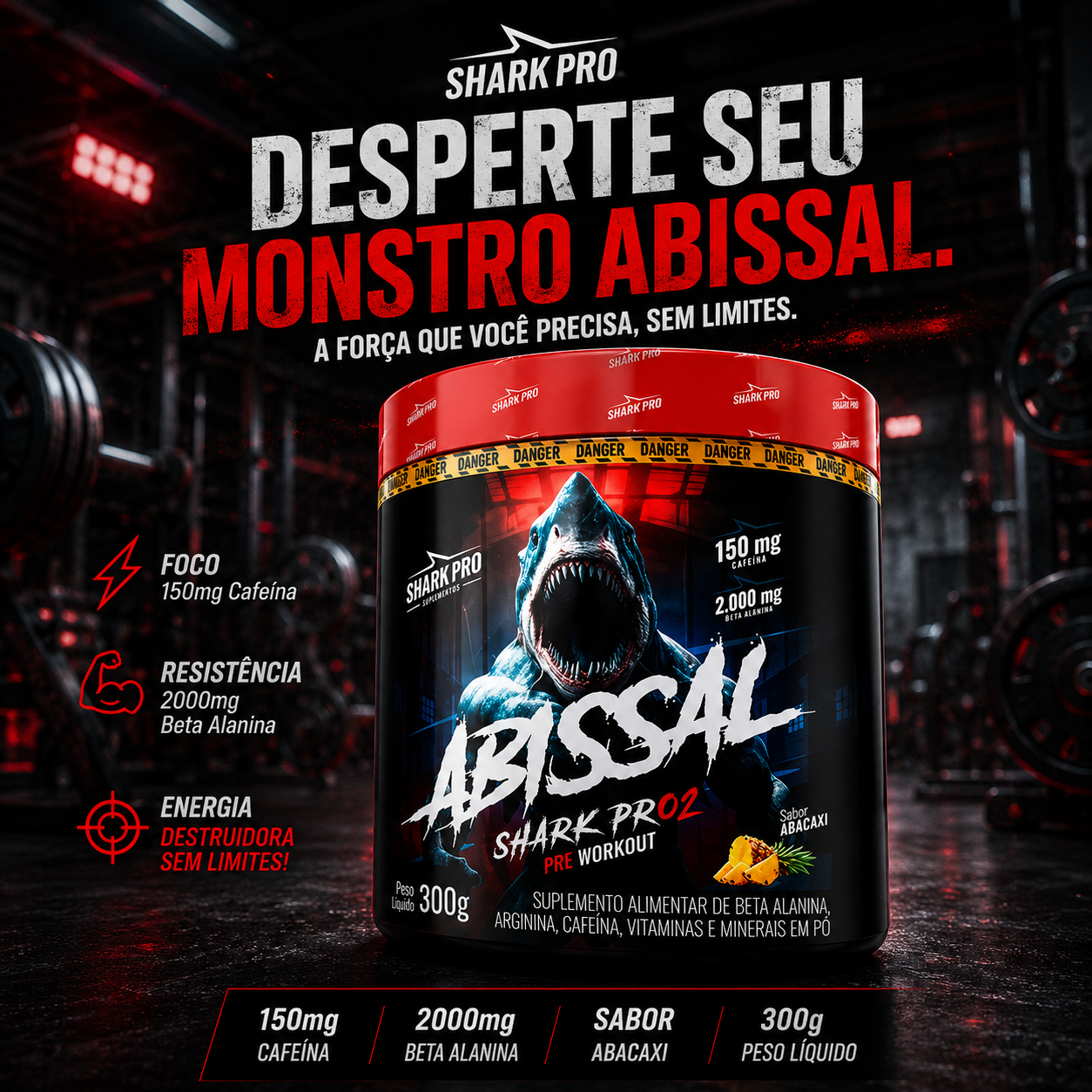 Pré-Treino Shark Pro Abissal